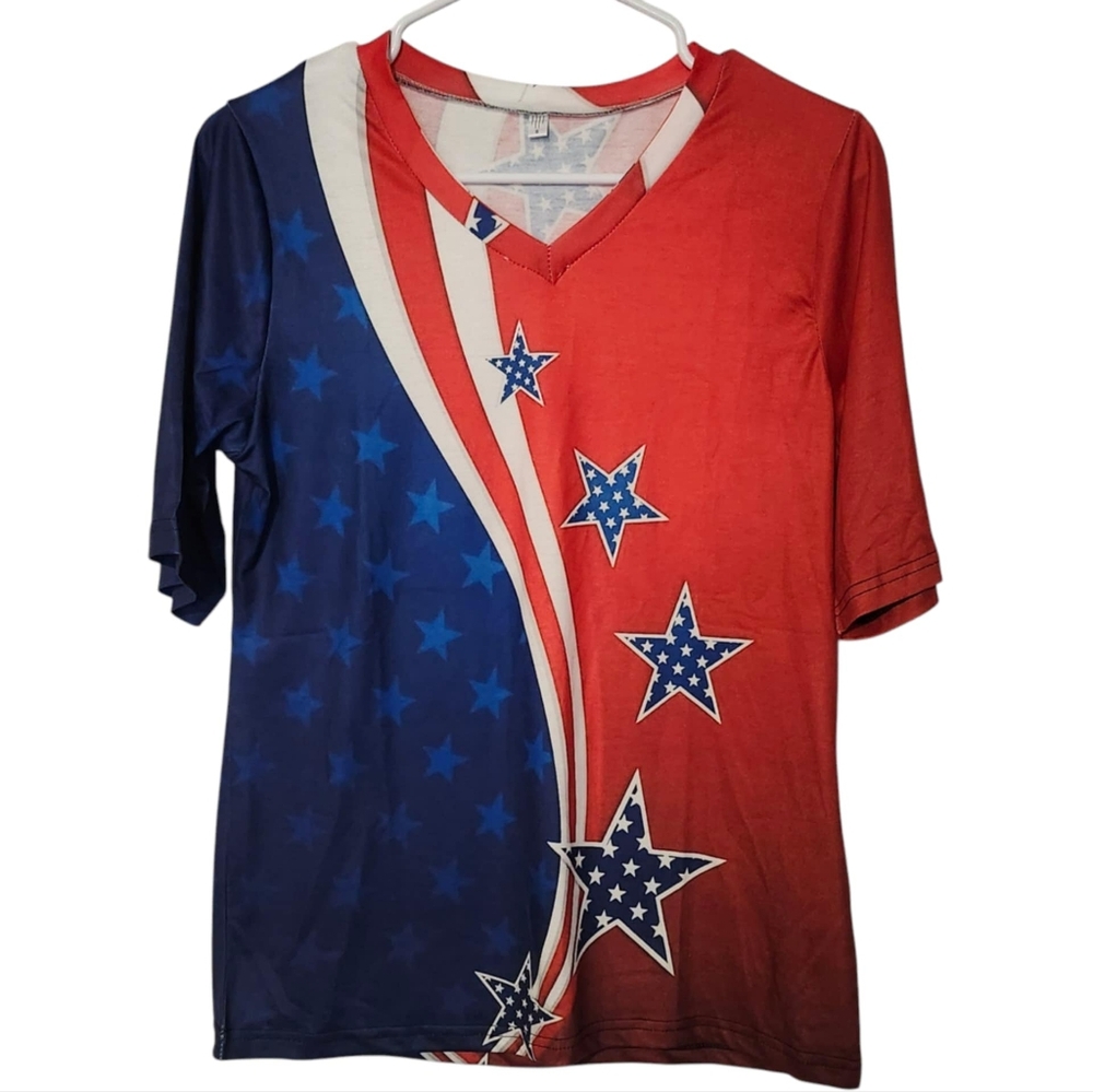 Women's 4th Of July Size Small Short Sleeve Shirt